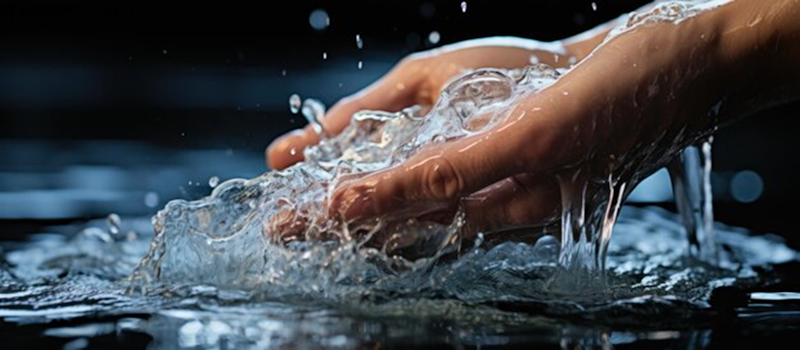 Photo d'une personne mettant ses mains dans de l'eau