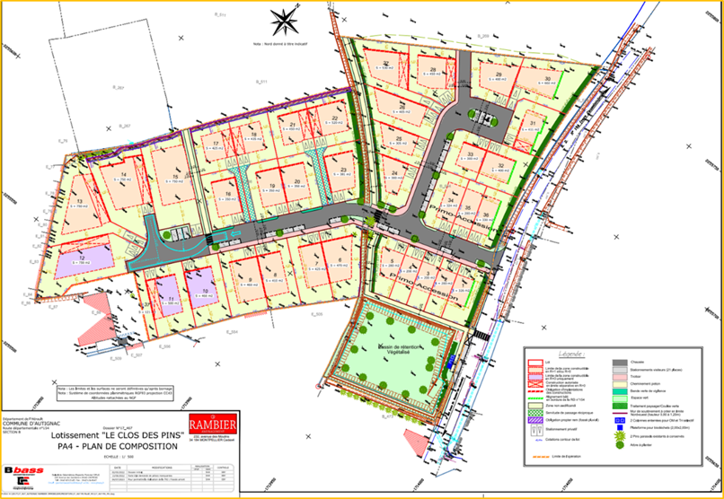 Plan de construction de lotissement le clos des pins